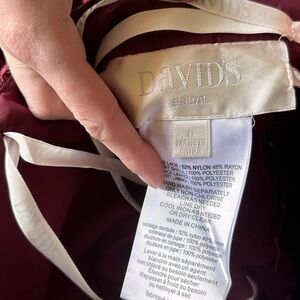 Bridesmaid David’s Bridal Burgundy Dress